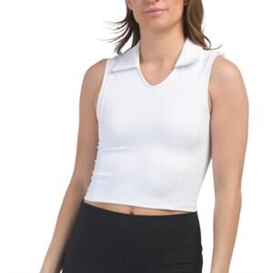 Gold Hinge V neck sleeveless polo tank womens white size XL NWT